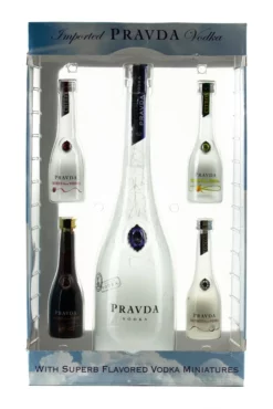 Pravda Vodka GEPA Mit Vier Miniaturen - 0,9L 40% Vol